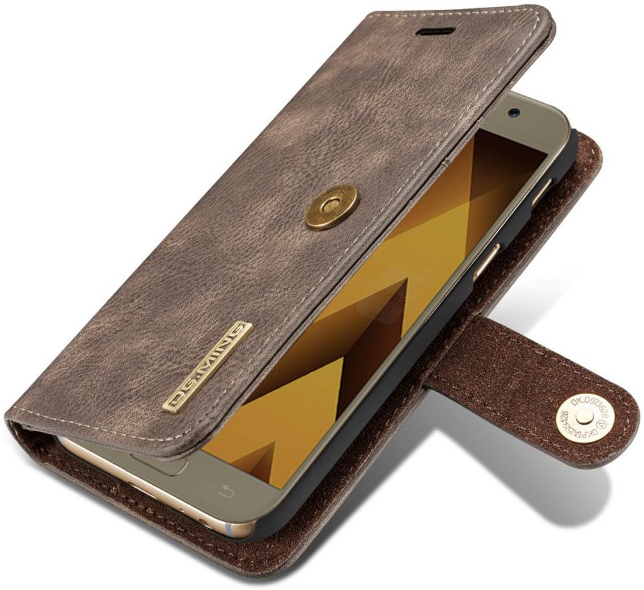 Samsung Galaxy A5 (2017) Echt Leren Portemonnee Hoesje Coffee afbeelding 4