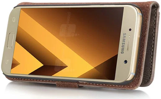 Samsung Galaxy A5 (2017) Echt Leren Portemonnee Hoesje Coffee afbeelding 14