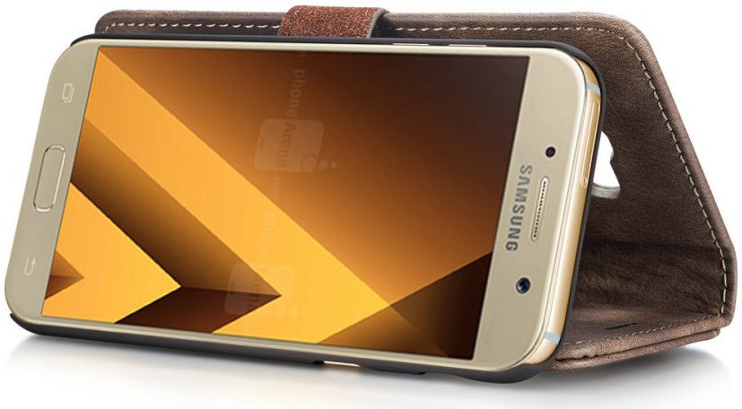Samsung Galaxy A5 (2017) Echt Leren Portemonnee Hoesje Coffee afbeelding 5