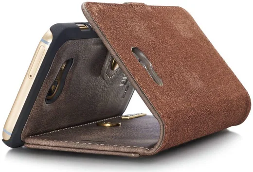 Samsung Galaxy A5 (2017) Echt Leren Portemonnee Hoesje Coffee afbeelding 15