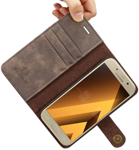 Samsung Galaxy A5 (2017) Echt Leren Portemonnee Hoesje Coffee afbeelding 6