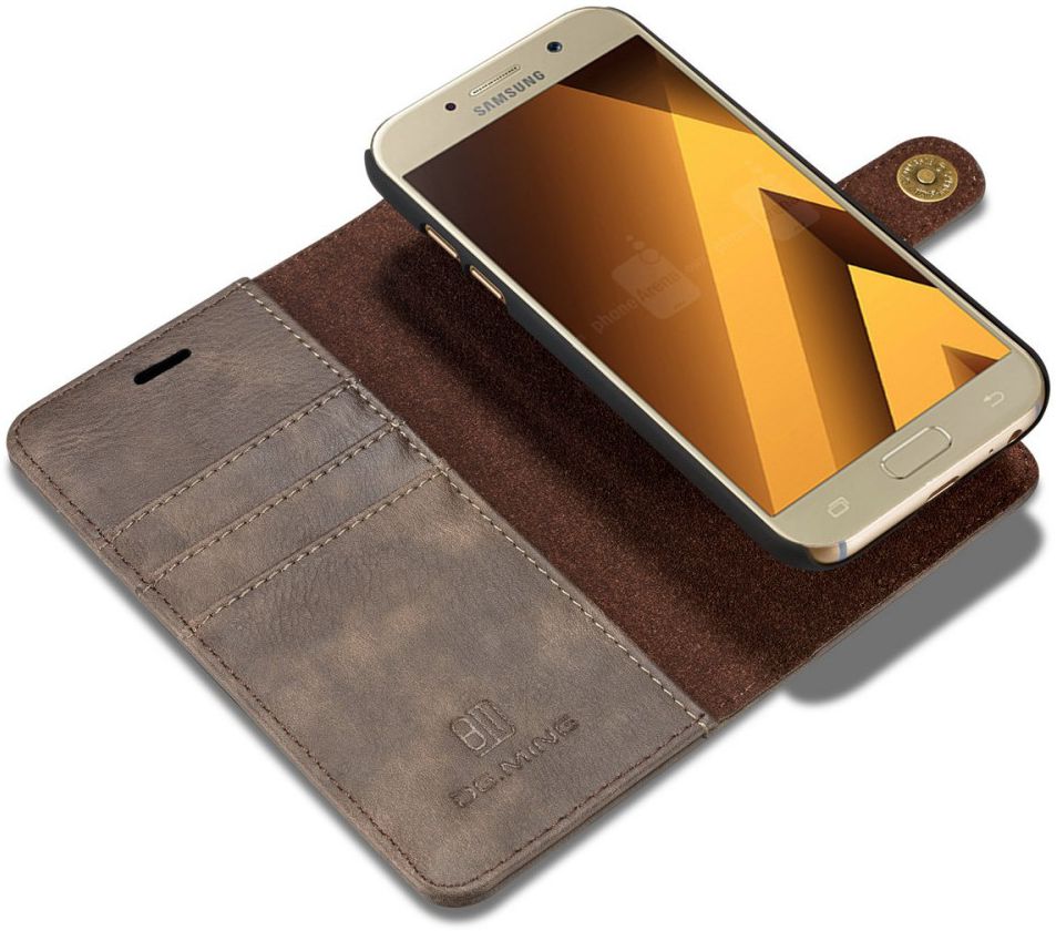 Samsung Galaxy A5 (2017) Echt Leren Portemonnee Hoesje Coffee afbeelding 2