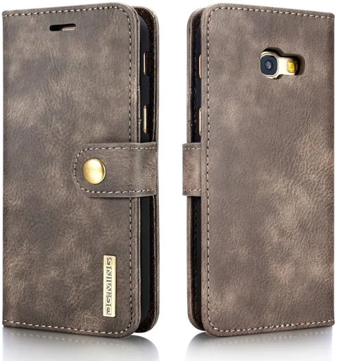 Samsung Galaxy A5 (2017) Echt Leren Portemonnee Hoesje Coffee afbeelding 3