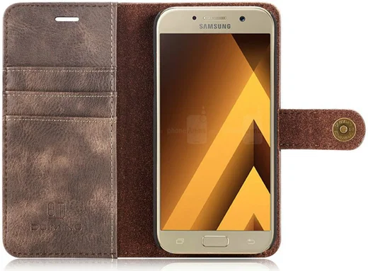 Samsung Galaxy A5 (2017) Echt Leren Portemonnee Hoesje Coffee afbeelding 12