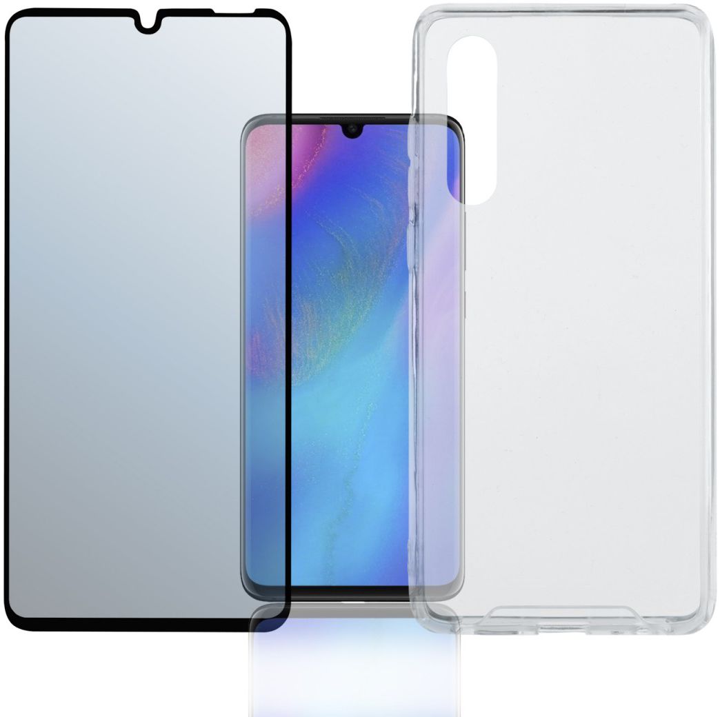 4smarts Colour Frame Tempered Glass + TPU Hoesje Huawei P30 Lite Zwart afbeelding 1