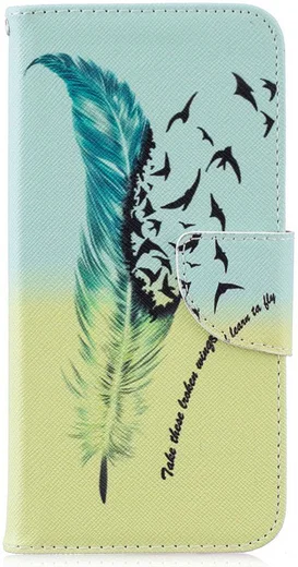 Huawei P Smart (2019) Portemonnee Hoesje met Veer Print afbeelding 1