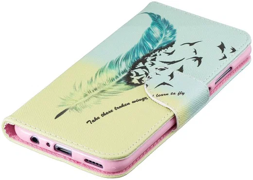 Huawei P Smart (2019) Portemonnee Hoesje met Veer Print afbeelding 6