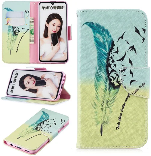 Huawei P Smart (2019) Portemonnee Hoesje met Veer Print afbeelding 7