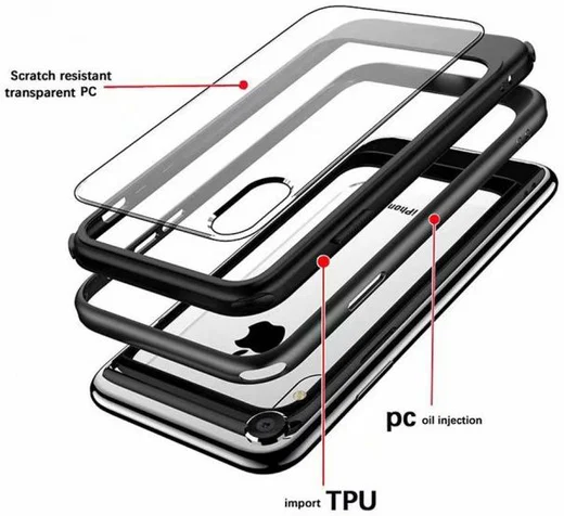 Armor X BX-Series Apple iPhone 8 / 7 Robuust Hoesje Transparant Zwart afbeelding 2