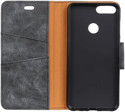 Honor View 20 Echt Leren Portemonnee Hoesje Grijs afbeelding 7