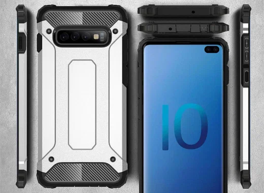 Samsung Galaxy S10 Hoesje Shock Proof Hybride Back Cover Wit afbeelding 4