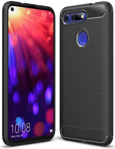 Honor View 20 Geborsteld TPU Hoesje Zwart afbeelding 1