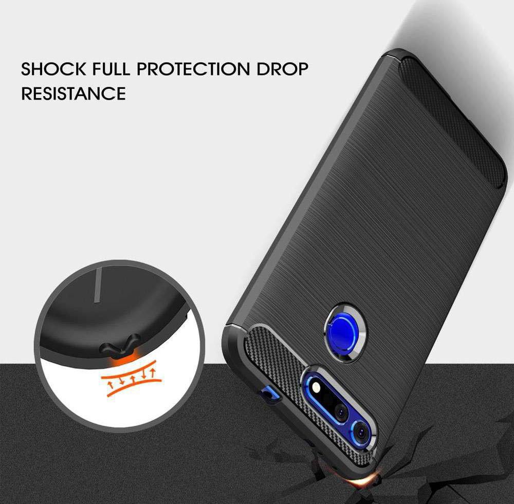 Honor View 20 Geborsteld TPU Hoesje Zwart afbeelding 2