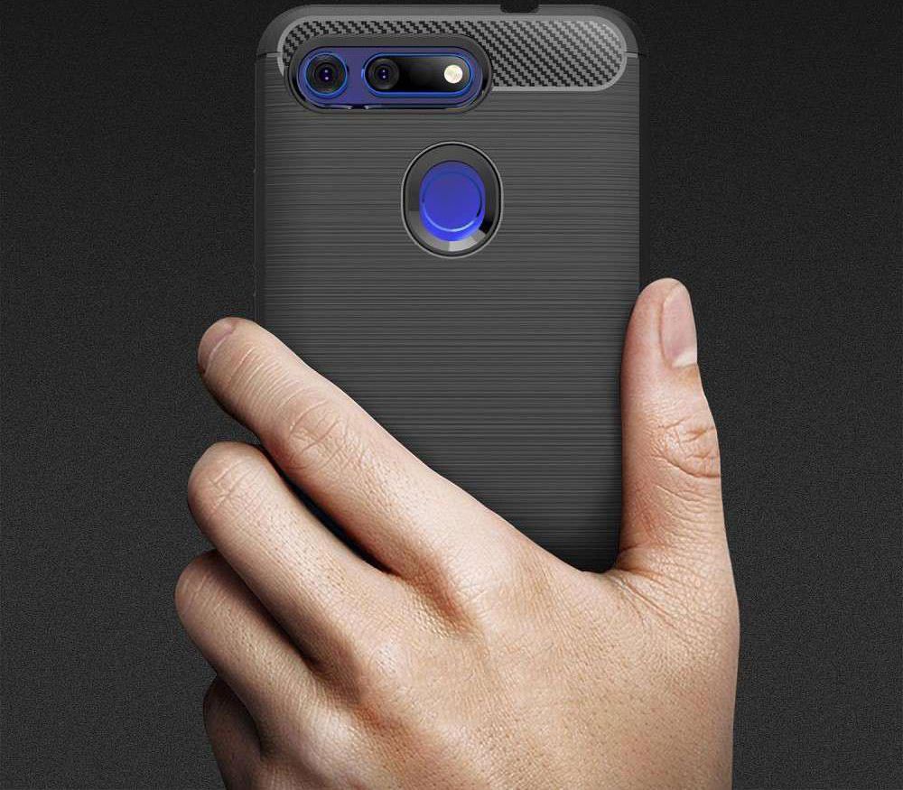 Honor View 20 Geborsteld TPU Hoesje Zwart afbeelding 4