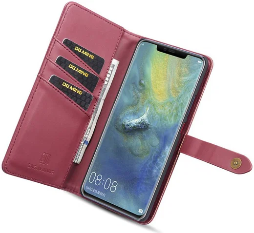 Huawei Mate 20 Pro Leren 2-in-1 Bookcase en Back Cover Hoesje Rood afbeelding 11