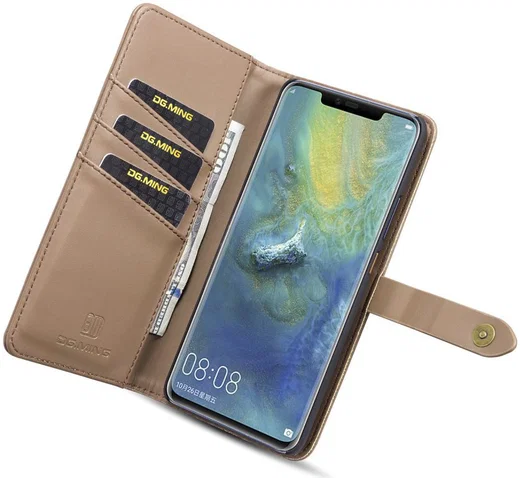 Huawei Mate 20 Pro Leren 2-in-1 Bookcase en Back Cover Hoesje Bruin afbeelding 13