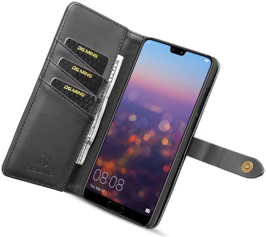 Huawei P20 Pro Leren 2-in-1 Bookcase en Back Cover Hoesje Zwart afbeelding 13