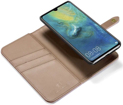 Huawei Mate 20 Leren 2-in-1 Bookcase en Back Cover Hoesje Bruin afbeelding 2