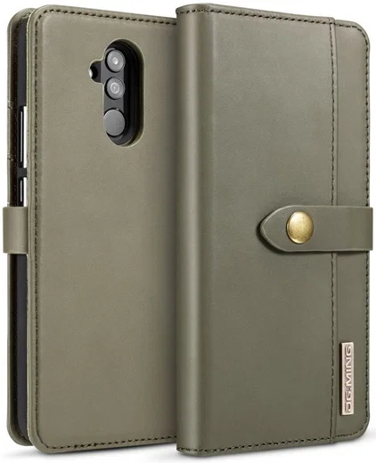 Huawei Mate 20 Lite Leren 2-in-1 Bookcase en Back Cover Hoesje Groen afbeelding 4