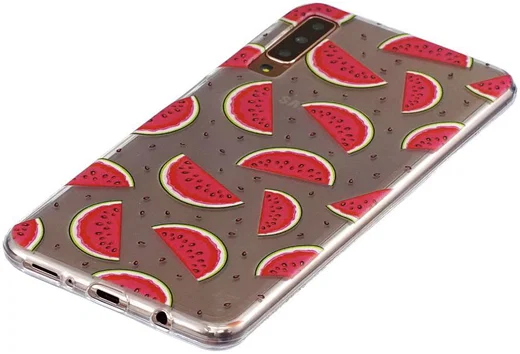 Samsung Galaxy A7 (2018)Transparant Hoesje met Print Watermeloen afbeelding 3