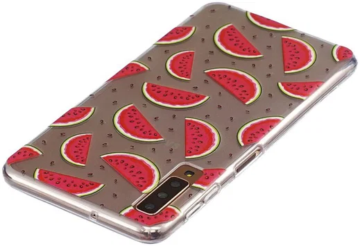 Samsung Galaxy A7 (2018)Transparant Hoesje met Print Watermeloen afbeelding 4