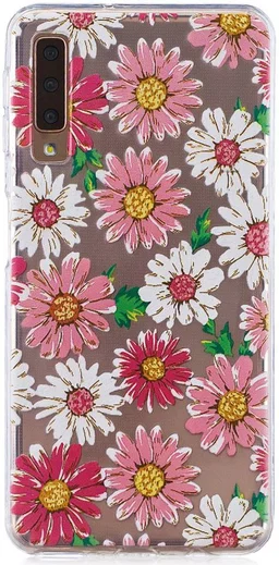 Samsung Galaxy A7 (2018)Transparant Hoesje met Print Daisy Flower afbeelding 1