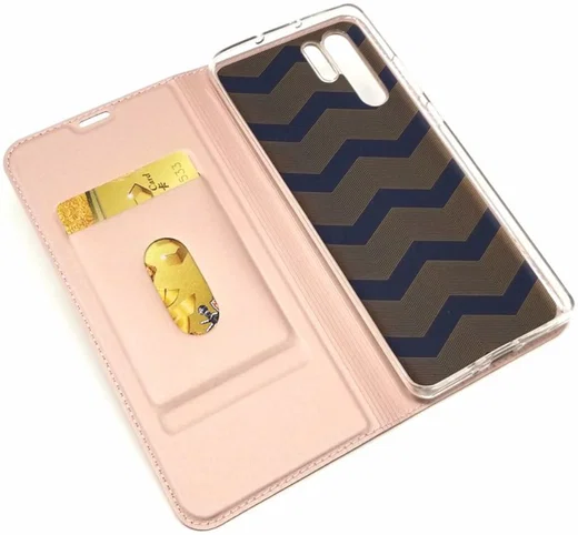 Huawei P30 Pro Flip Hoesje met Kaart Houder Roze Goud afbeelding 8