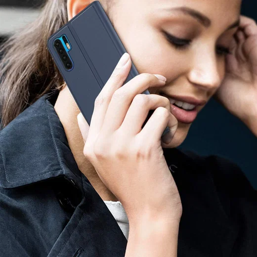 Huawei P30 Pro Flip Hoesje met Kaart Houder Blauw afbeelding 4
