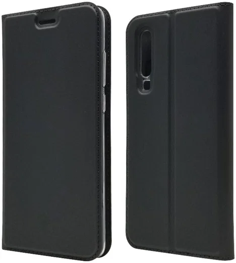 Huawei P30 Flip Hoesje met Kaart Houder Zwart afbeelding 1