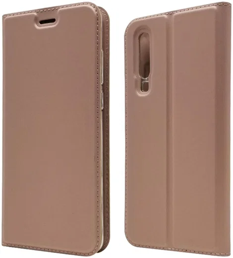 Huawei P30 Flip Hoesje met Kaart Houder Rose Goud afbeelding 1