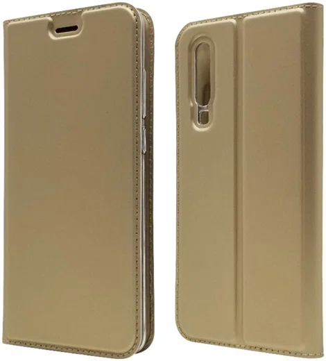 Huawei P30 Flip Hoesje met Kaart Houder Goud afbeelding 1