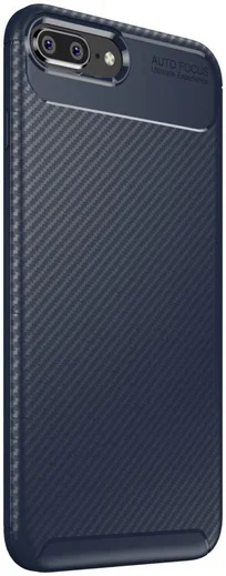 Apple iPhone 7 / 8 Plus Siliconen Carbon Hoesje Blauw afbeelding 2