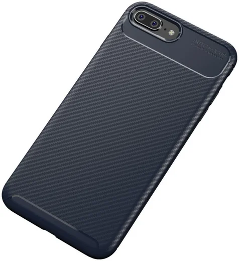 Apple iPhone 7 / 8 Plus Siliconen Carbon Hoesje Blauw afbeelding 4