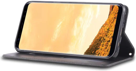 AZNS Samsung Galaxy S8 Stand Portemonnee Hoesje Grijs afbeelding 4