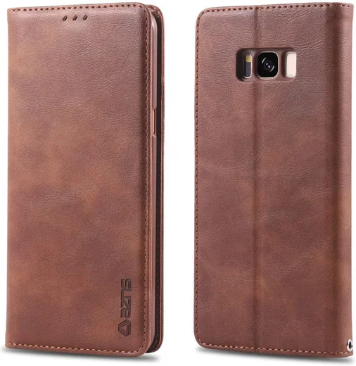 AZNS Samsung Galaxy S8 Leren Stand Portemonnee Hoesje Coffee afbeelding 3