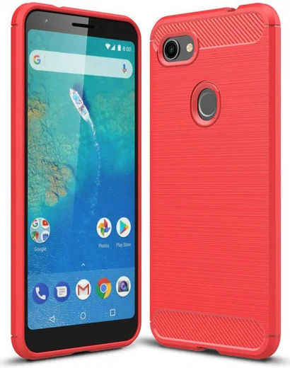 Google Pixel 3A XL Geborsteld TPU Hoesje Rood afbeelding 1