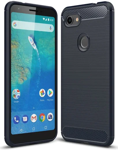 Google Pixel 3A XL Geborsteld TPU Hoesje Blauw afbeelding 1