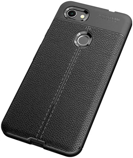 Google Pixel 3A XL Litchi Texture TPU Hoesje Zwart afbeelding 4