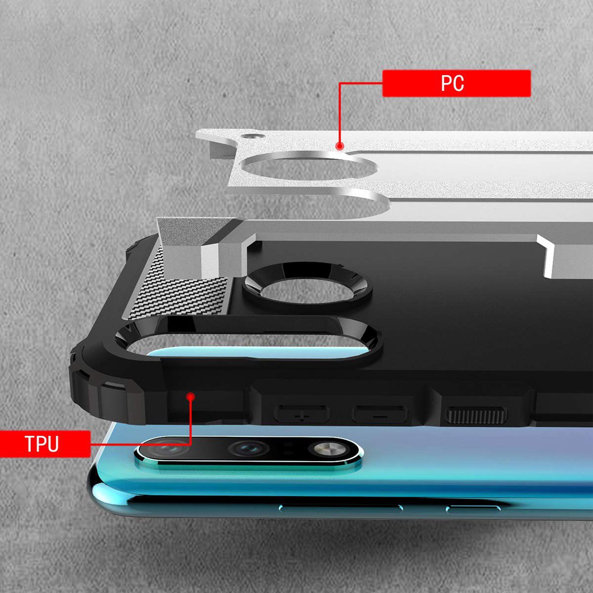 Huawei P30 Lite Hoesje Shock Proof Hybride Backcover Goud afbeelding 2