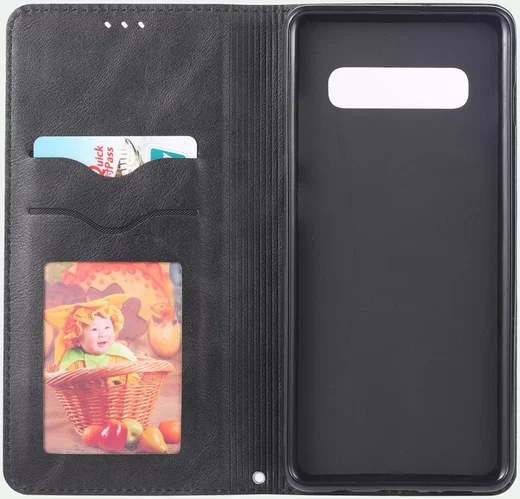 Samsung Galaxy S10 Plus Leren Stand Portemonnee Hoesje Zwart afbeelding 2