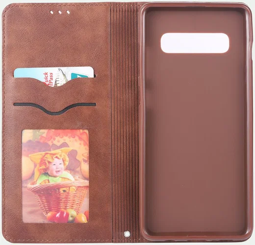 Samsung Galaxy S10 Kunstleer Stand Portemonnee Hoesje Bruin Coffee afbeelding 2