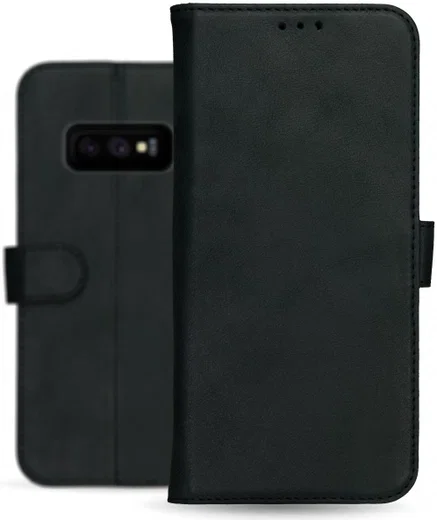 Rosso Deluxe Samsung Galaxy S10E Hoesje Echt Leer Book Case Zwart afbeelding 11