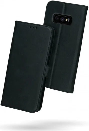 Rosso Deluxe Samsung Galaxy S10E Hoesje Echt Leer Book Case Zwart afbeelding 2