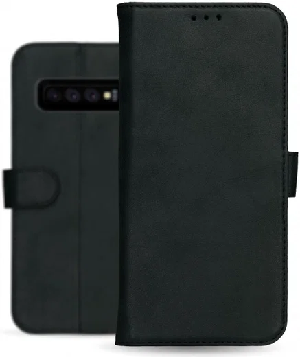 Rosso Deluxe Samsung Galaxy S10 Hoesje Echt Leer Book Case Zwart afbeelding 12