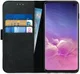 Rosso Deluxe Samsung Galaxy S10 Hoesje Echt Leer Book Case Zwart