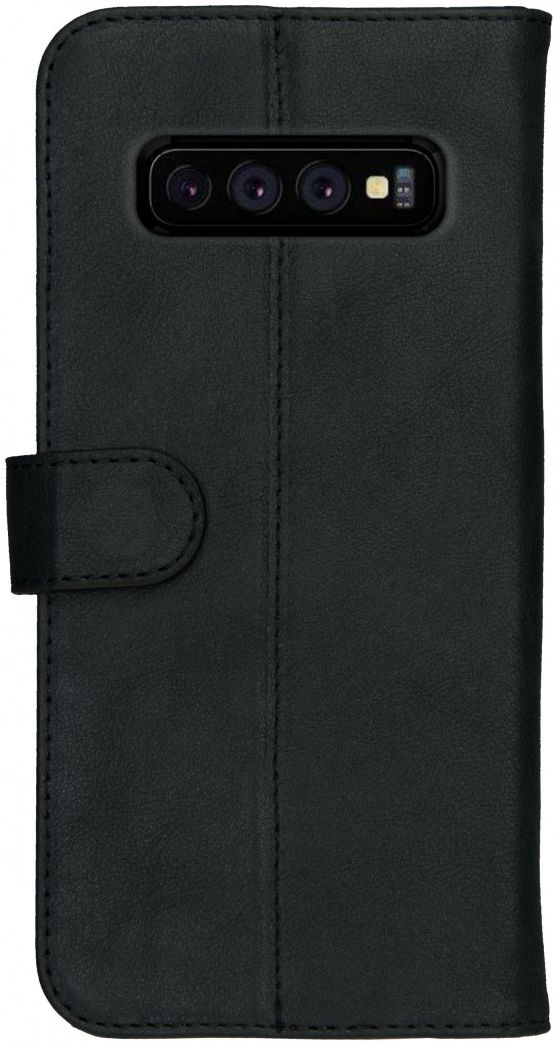 Rosso Deluxe Samsung Galaxy S10 Hoesje Echt Leer Book Case Zwart afbeelding 2