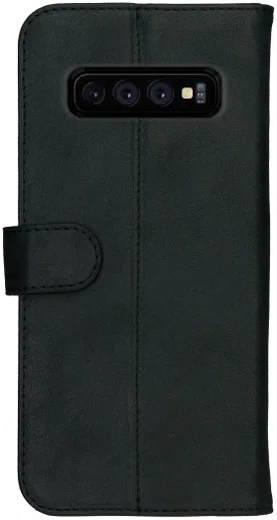 Rosso Deluxe Samsung Galaxy S10 Hoesje Echt Leer Book Case Zwart afbeelding 2