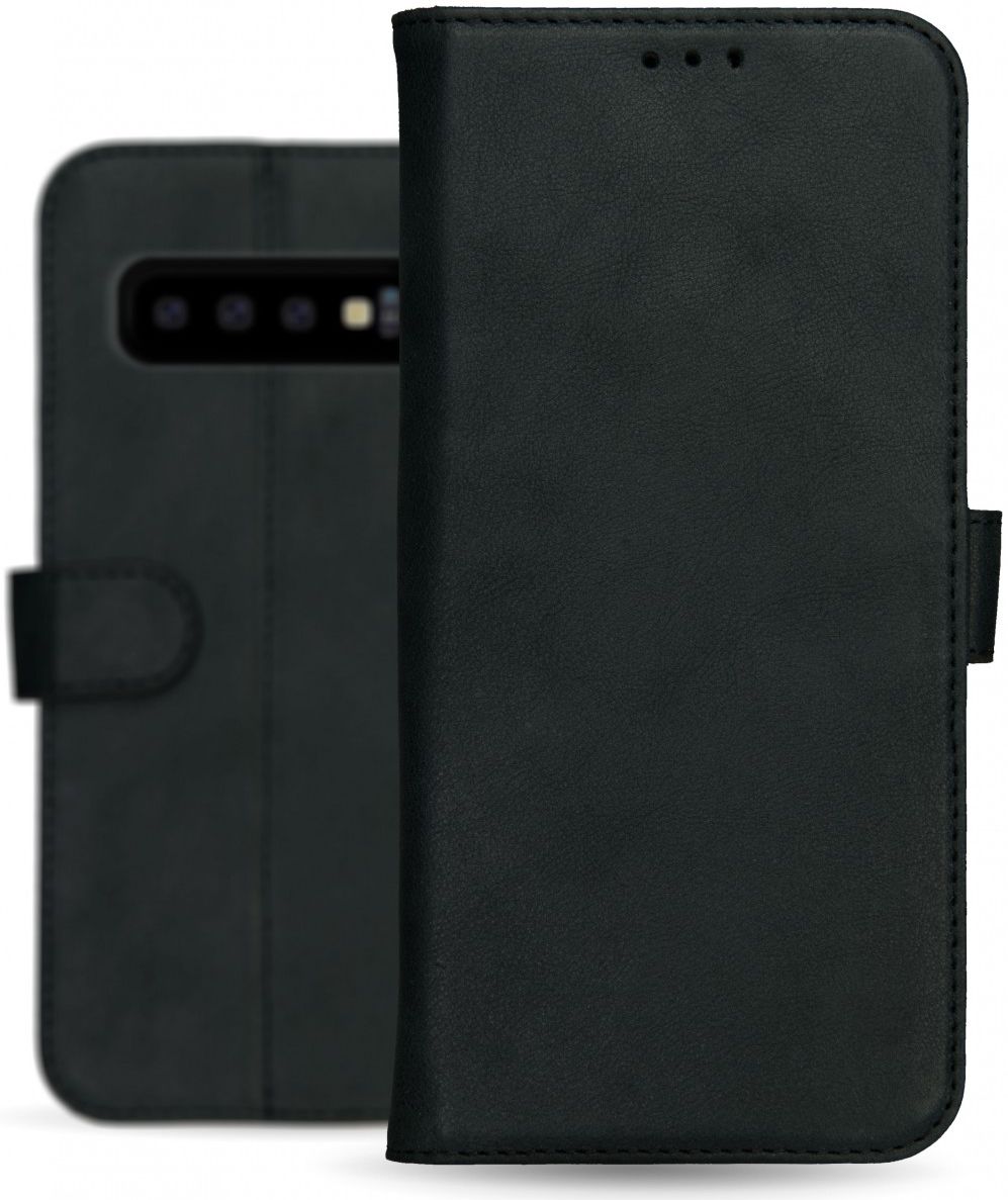 Rosso Deluxe Samsung Galaxy S10 Plus Hoesje Echt Leer Book Case Zwart afbeelding 13