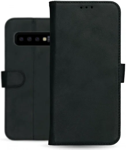 Rosso Deluxe Samsung Galaxy S10 Plus Hoesje Echt Leer Book Case Zwart afbeelding 13