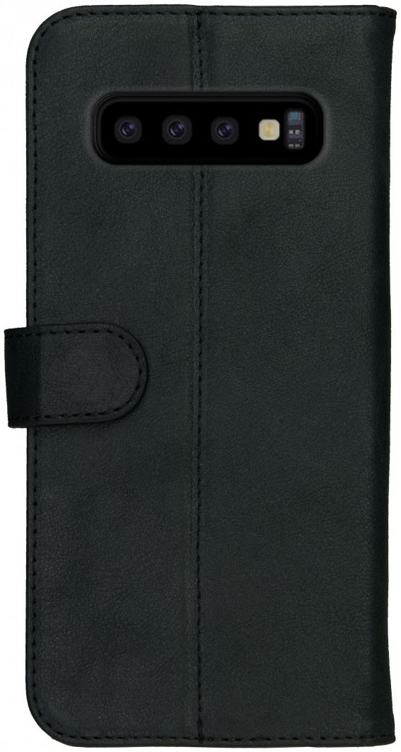 Rosso Deluxe Samsung Galaxy S10 Plus Hoesje Echt Leer Book Case Zwart afbeelding 2
